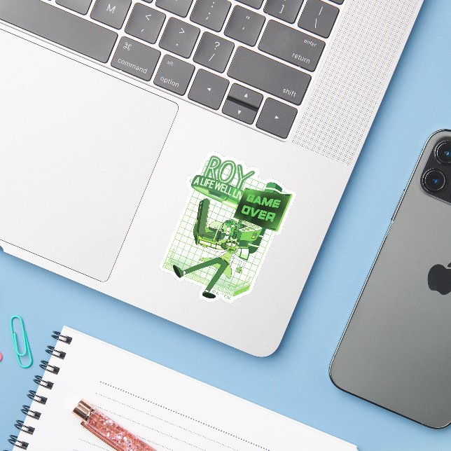 Adesivo RICK AND MORTY™ | Roy Uma Vida Bem Vivida (Notebook com iPhone)