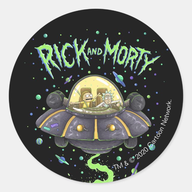 Adesivo RICK E MORTY™ | Gráfico de Voo Espacial Ilustrado (Frente)
