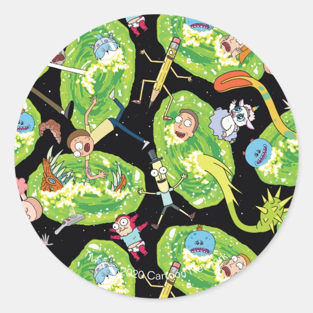 Adesivo RICK E MORTY™ | Padrões de materiais de queda (Frente)