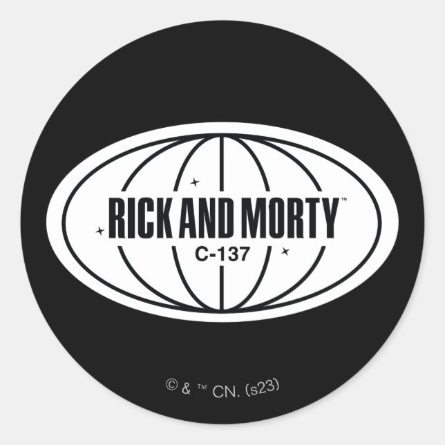 Adesivo Rick Retroativo e Crachá Dimension Morty C-137 (Frente)