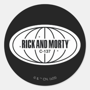Adesivo Rick Retroativo e Crachá Dimension Morty C-137