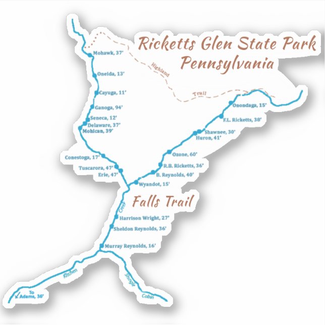 Adesivo Rickets Glen SP - Falls Trail (pequeno) (Frente)