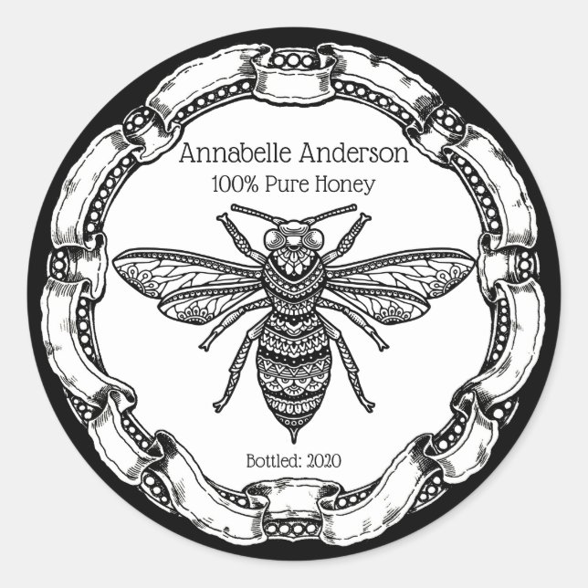 Adesivo Rico Black Bee Honey Label Personalize (Frente)