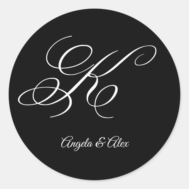 Adesivo Rico da caligrafia de casamento - Letra K Monogram (Frente)