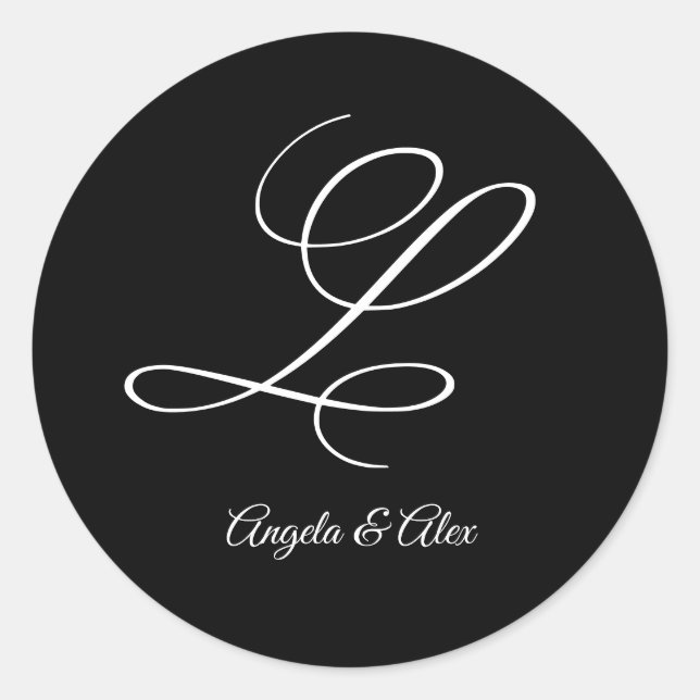 Adesivo Rico da caligrafia de casamento - Letra L Monogram (Frente)