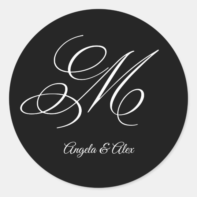 Adesivo Rico da caligrafia de casamento - Letra M Monogram (Frente)