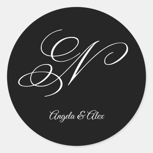 Adesivo Rico da caligrafia de casamento - Letra N Monogram (Frente)