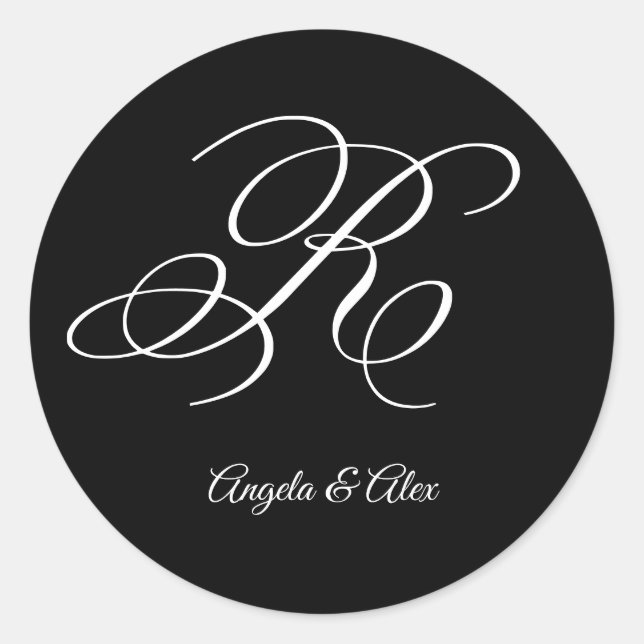 Adesivo Rico da caligrafia de casamento - Letra R Monogram (Frente)