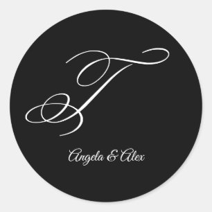 Adesivo Rico da caligrafia de casamento - Letra T Monogram