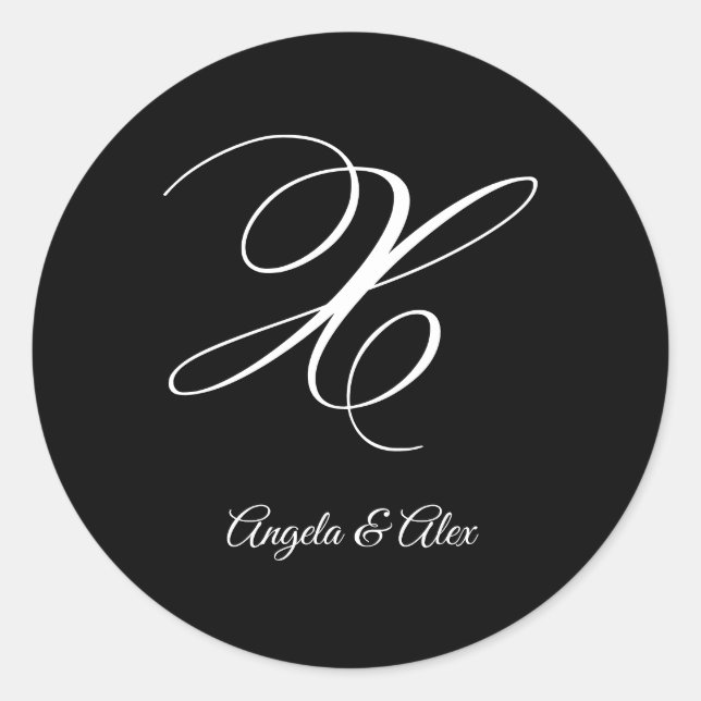 Adesivo Rico da caligrafia de casamento - Letra X Monogram (Frente)