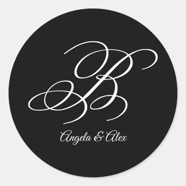 Adesivo Rico de caligrafia de casamento - Letra B Monogram (Frente)