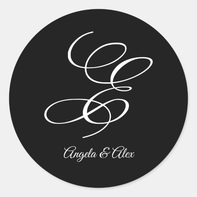 Adesivo Rico De Caligrafia De Casamento - Letra E Monogram (Frente)