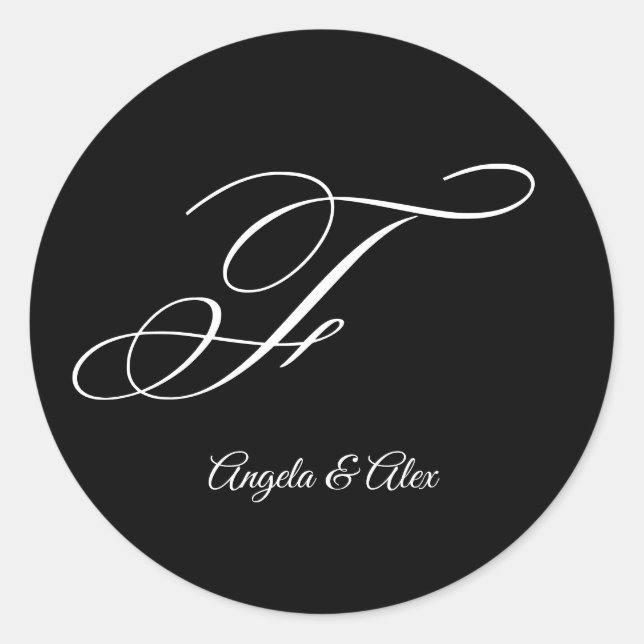 Adesivo Rico De Caligrafia De Casamento - Letra F Monogram (Frente)