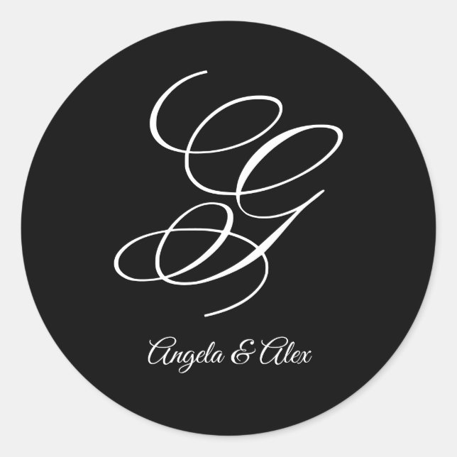Adesivo Rico De Caligrafia De Casamento - Letra G Monogram (Frente)