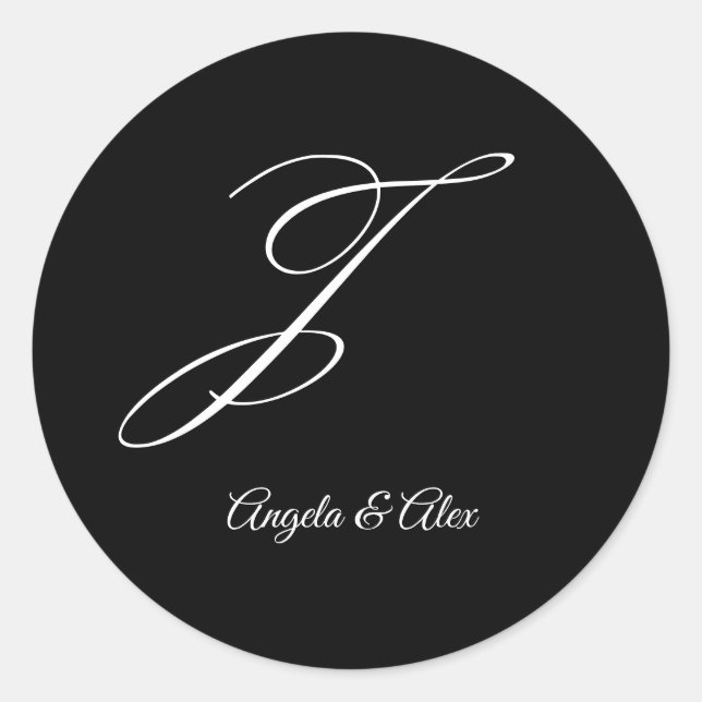 Adesivo Rico de caligrafia de casamento - Letra J Monogram (Frente)