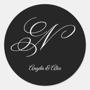 Adesivo Rico de Caligrafia de Casamento - Letra N Monogram