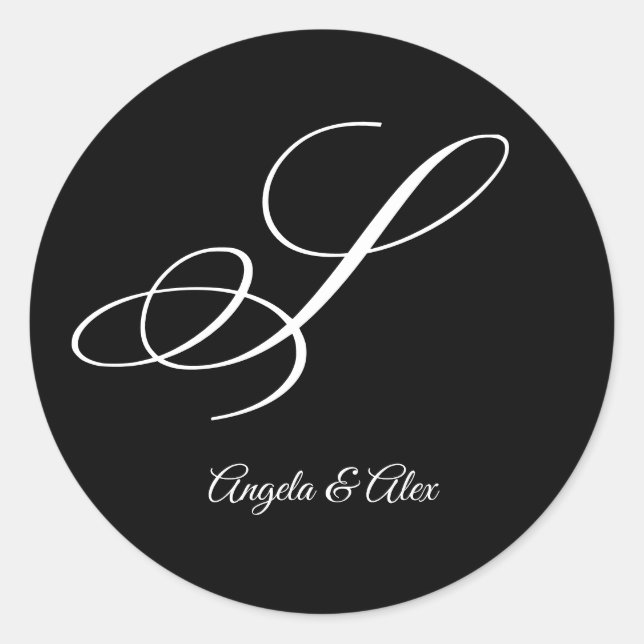 Adesivo Rico de caligrafia de casamento - Letra S Monogram (Frente)