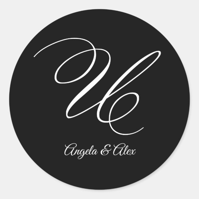 Adesivo Rico de caligrafia de casamento - Letra U Monogram (Frente)