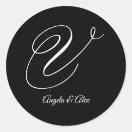 Adesivo Rico De Caligrafia De Casamento - Letra V Monogram