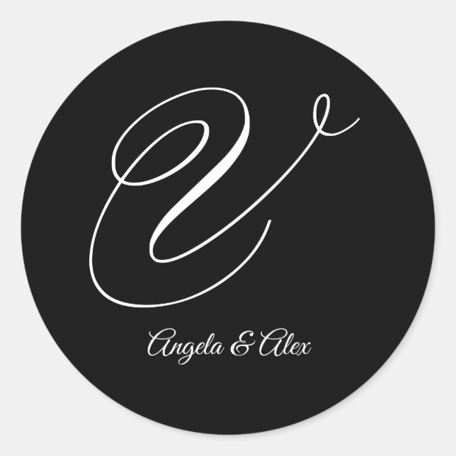 Adesivo Rico De Caligrafia De Casamento - Letra V Monogram (Frente)