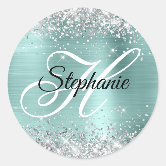 Adesivo Rico de folha de  de folha de cor turquesa pálida (Frente)