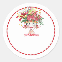 Adesivo Rico de Natal Sassy Lady Classic Round Sticker