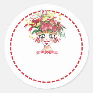 Adesivo Rico de Natal Sassy Lady Classic Round Sticker