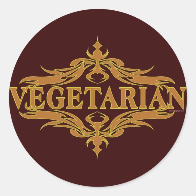 Adesivo Rico em castanho - Vegetariano (Frente)
