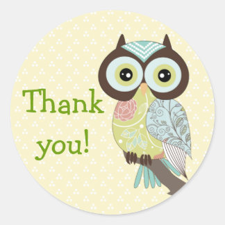 Adesivo Rico Funky Owl Obrigado Stickers