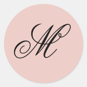 Adesivo Rico Script Calligraphy Blush and Black Monogram