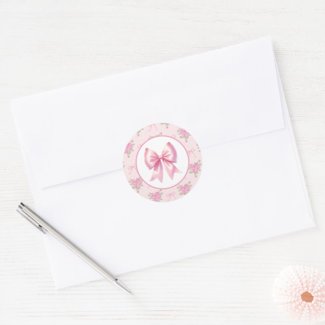 Adesivo Rico Um Arco de coquete rosa Primeiro Aniversário (Envelope)
