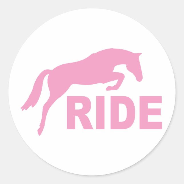 Adesivo RIDE com Cavalo Saltante (rosa) (Frente)