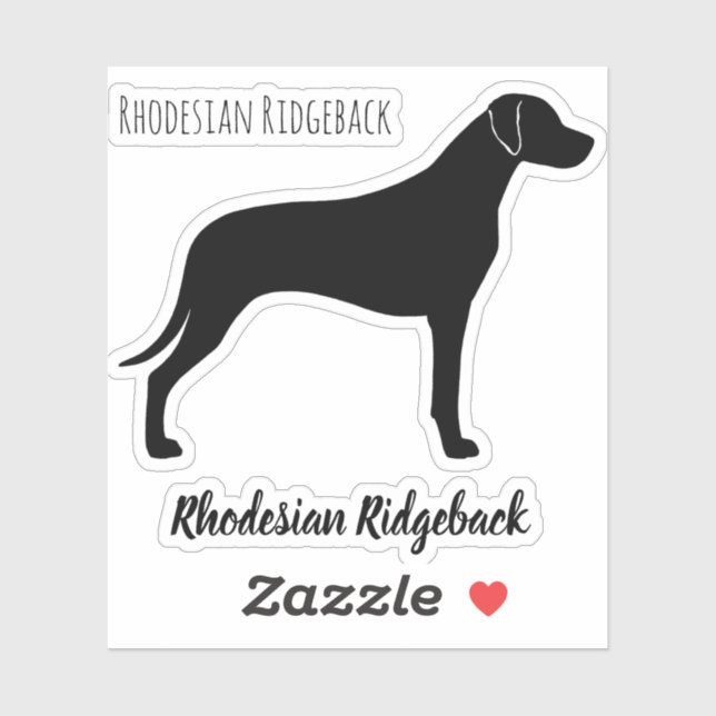 Adesivo Ridgeback Dog Silhouette Ridgie Vinyl (Folha)