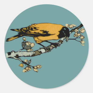 Adesivo Rielaboration da ilustração amarela do pássaro 