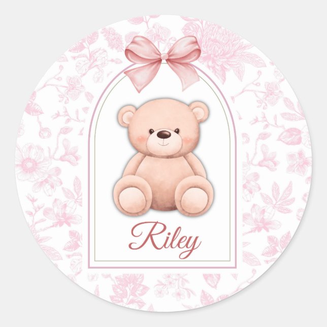 Adesivo Riley | Design de Enfermeiro de Urso Rosa Personal (Frente)