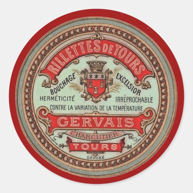 Adesivo Rillettes de Tours rótulo de comida francesa vinta (Frente)