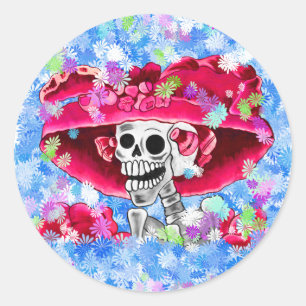 Adesivo Rindo de Mulher Esqueleta em Red Bonnet