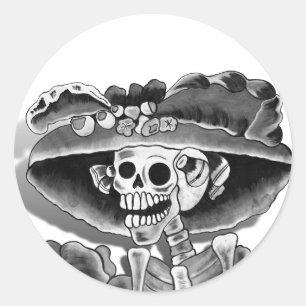 Adesivo Rindo de mulher esquelética em Bonnet