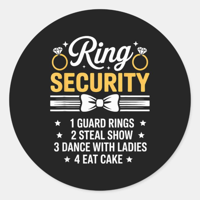 Adesivo Ring Security Wedding Party Funny Ring Bearer  (Frente)