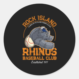 Adesivo Rinocerontes da ilha rochosa beisebol menor retro