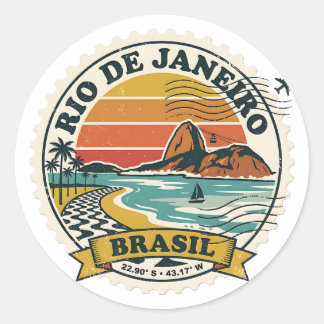 Adesivo Rio de Janeiro Retro 70s Travel Stamp Brazil