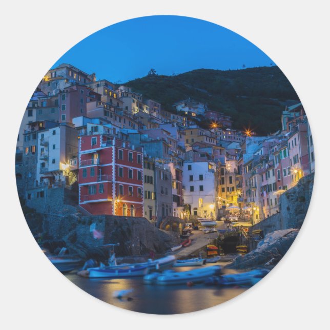 Adesivo Riomaggiore à noite Cinque Terre Liguria Itália (Frente)