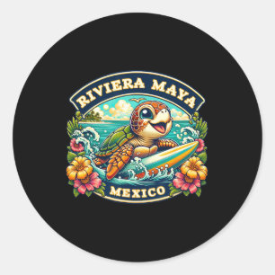 Adesivo Riviera Maya México Cute Tartaruga Marinha Surfand