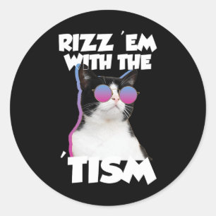 Adesivo Rizz em Com O Gato Tism Meme Rizzler Engraçado Aut