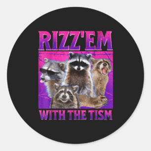 Adesivo Rizz em com o meme tism guaxinim autista autismo