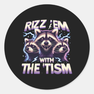 Adesivo Rizz Em Com O Tism Guaxinim Arco-Íris Engraçado Au