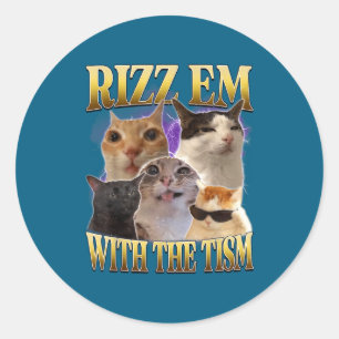 Adesivo Rizz Em Com O Tism Vintage Retro 90s Gato Engraçad