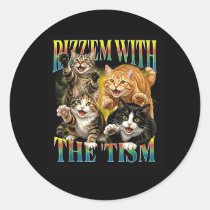 Adesivo Rizz Em engraçado com O Meme de Gato Retro Tism