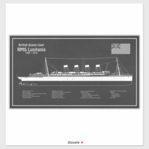 Adesivo RMS Lusitania - Planos de Projeto de Embarcação PB