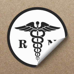 Adesivo RN Nurse Caduceus Símbolo Clássico Médico